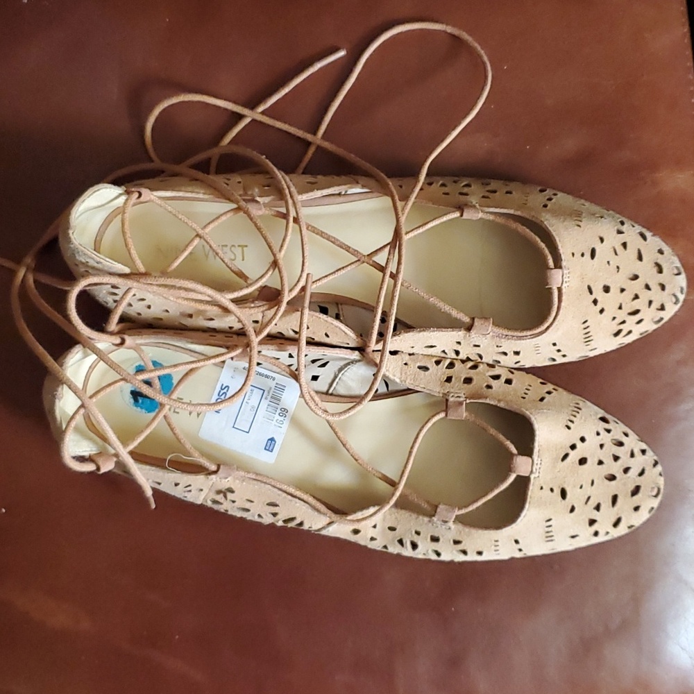 Ballerina Shoes Leather Tanish/Peach Color